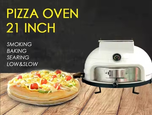 KIMSTONE 21 Inch Tabletop Pizza Oven Large Brick Pizza Stove White Portable Ceramic Grill