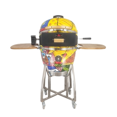 KIMSTONE 21 Inch Painted Kamado Ceramic Grill Kamado Rotisserie Charcoal Ceramic Bbq Wholesale