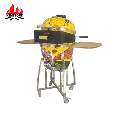 KIMSTONE 21 Inch Painted Kamado Ceramic Grill Kamado Rotisserie Charcoal Ceramic Bbq Wholesale