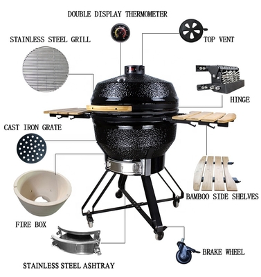 KIMSTONE Kamado BBQ 26 Inches Grande Black Monster XXL Egg Charcoal Barbecue Grill Smoker
