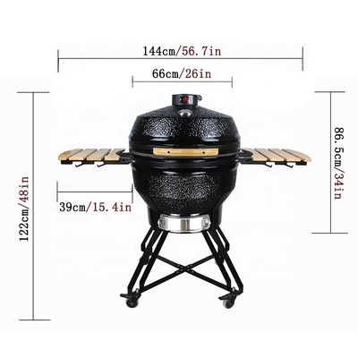 KIMSTONE Kamado BBQ 26 Inches Grande Black Monster XXL Egg Charcoal Barbecue Grill Smoker