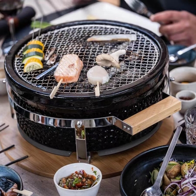 KIMSTONE Japan Original Tabletop Mini BBQ Grill Portable Easy Assembled Charcoal Round Bbq Grill Ceramic Barbecue Grill