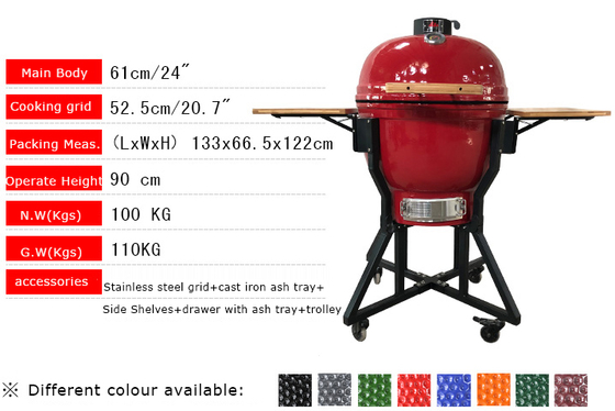 24 Inch BBQ Style Ceramic Grills Kamado Smoker Keramische BBQ for Home and Garden