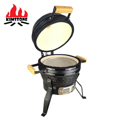KIMSTONE Red Small  Egg Shaped  Indoor Charcoal Ceramic Table  Bbq Griller ,stainless Steel Table Kamado