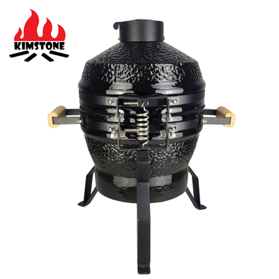 KIMSTONE Red Small  Egg Shaped  Indoor Charcoal Ceramic Table  Bbq Griller ,stainless Steel Table Kamado