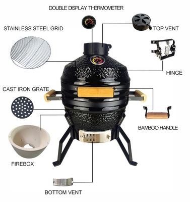 KIMSTONE 13Inch  Mullite Keraamiline Keramische Outdoor Charcoal Bbq Grill Bbq Grill Offset Smoker Restaurant Bbq Griller