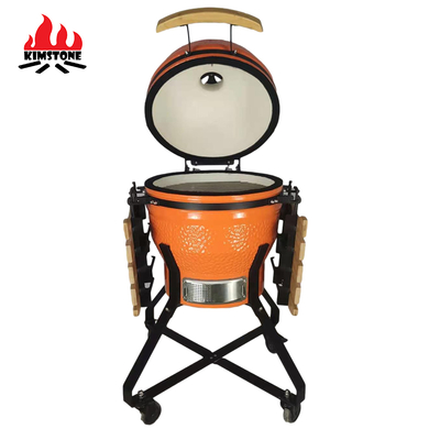 KIMSTONE Kamado 18 Inch Ceramic Griller Kamado Grill Charcoal Smoker With Stainless Steel Stand